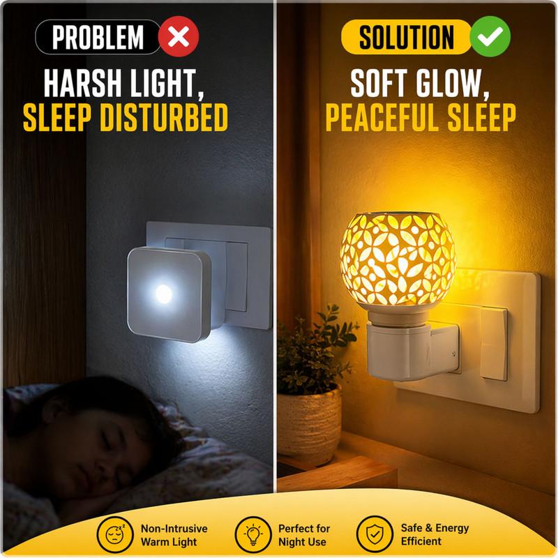 Electric Aroma Diffuser with Sandalwood Fragrance Oil, Handcrafted Ceramic Aroma Lamp, Plug-in Fragrance Oil Burner with Night Light, Crystal & Gold Mosaic Home Decor for Bedroom Temple Office