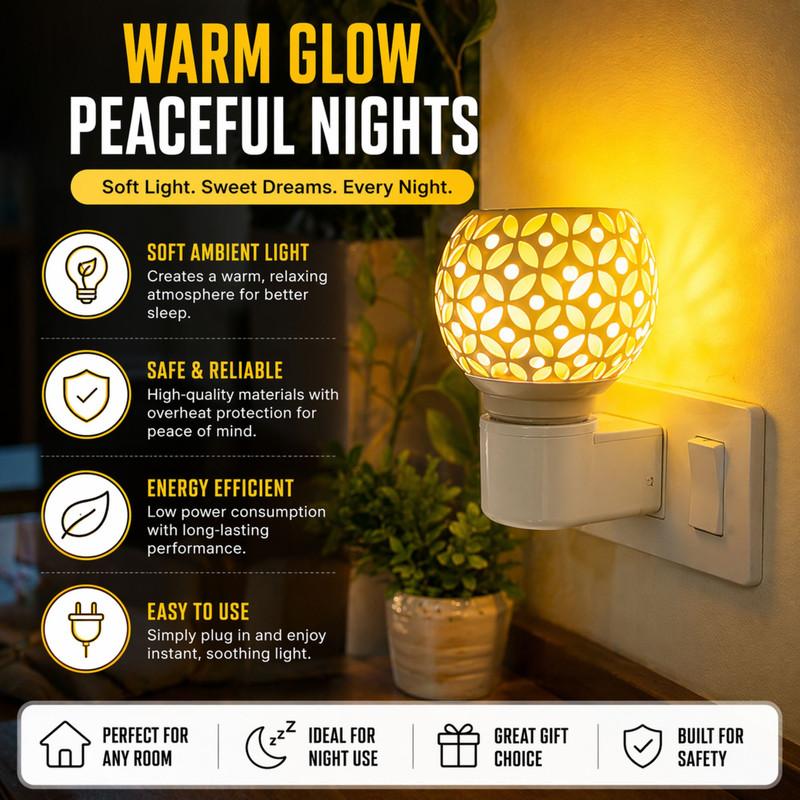 Electric Aroma Diffuser with Sandalwood Fragrance Oil, Handcrafted Ceramic Aroma Lamp, Plug-in Fragrance Oil Burner with Night Light, Crystal & Gold Mosaic Home Decor for Bedroom Temple Office